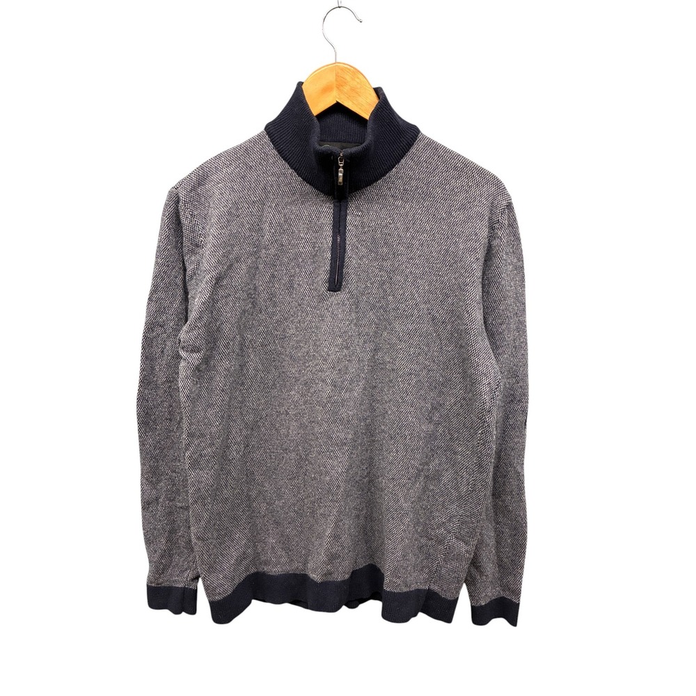 Progetto Uomo Sweater Men's Size XL Gray Wool Cashmere 1/4 Zip‎ Made in Italy